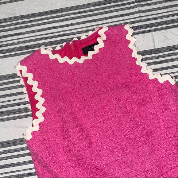 J. Crew Pink Scalloped Trim Textured Tweed Dress Size‎ 2 - Picture 4 of 8